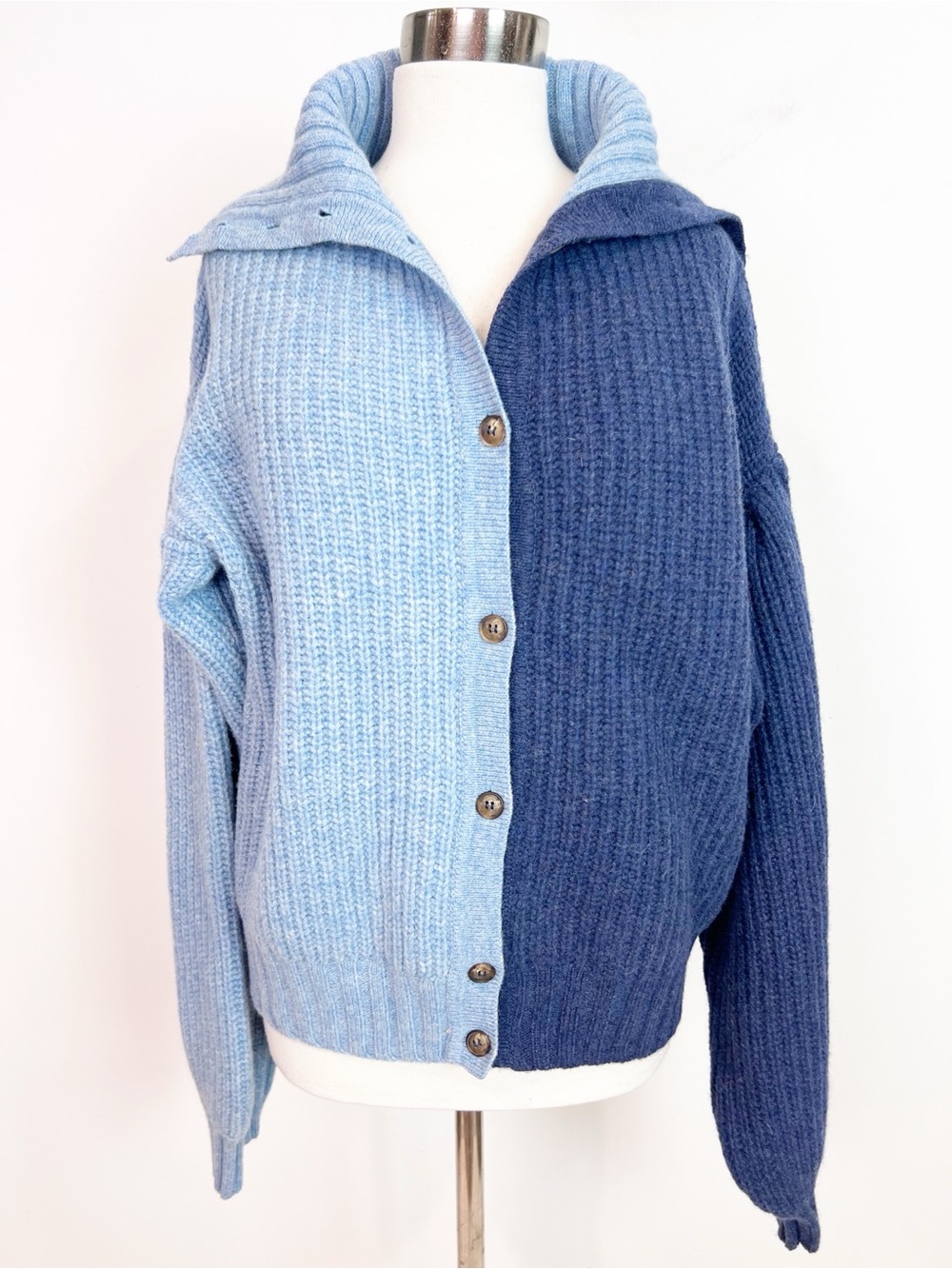 SOMETHING NAVY BLUE NAVY BUTTON FRONT ASYMMETRICAL CARDIGAN SWEATER SZ XL NWT
